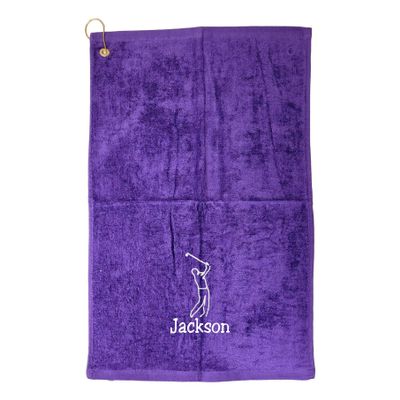 101 BEACH Personalized Men's Golf Bag Towel with Embroidered Name (Purple - Embroidered Name Man)