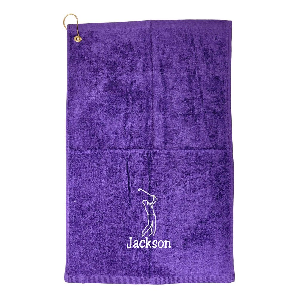 101 BEACH Personalized Men's Golf Bag Towel with Embroidered Name (Purple - Embroidered Name Man)