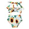 Moily Baby Girls Sunflower Halter Bowknot Bra Top with Bottoms Swimsuit Beach Bikini Set Sunsuit Sunflower 3-6 Months view 1