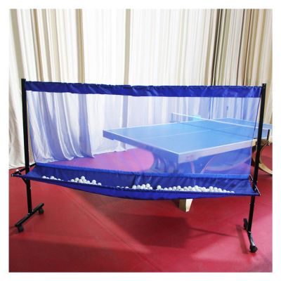 XJJUN Table Tennis Ball Catch Net, Mobile Table Tennis Catching Nets, Multi-Ball Rack Picking Nets, Floor-Standing Nets for Single-Person Training (Color : Blue, Size : 210x45x142cm)