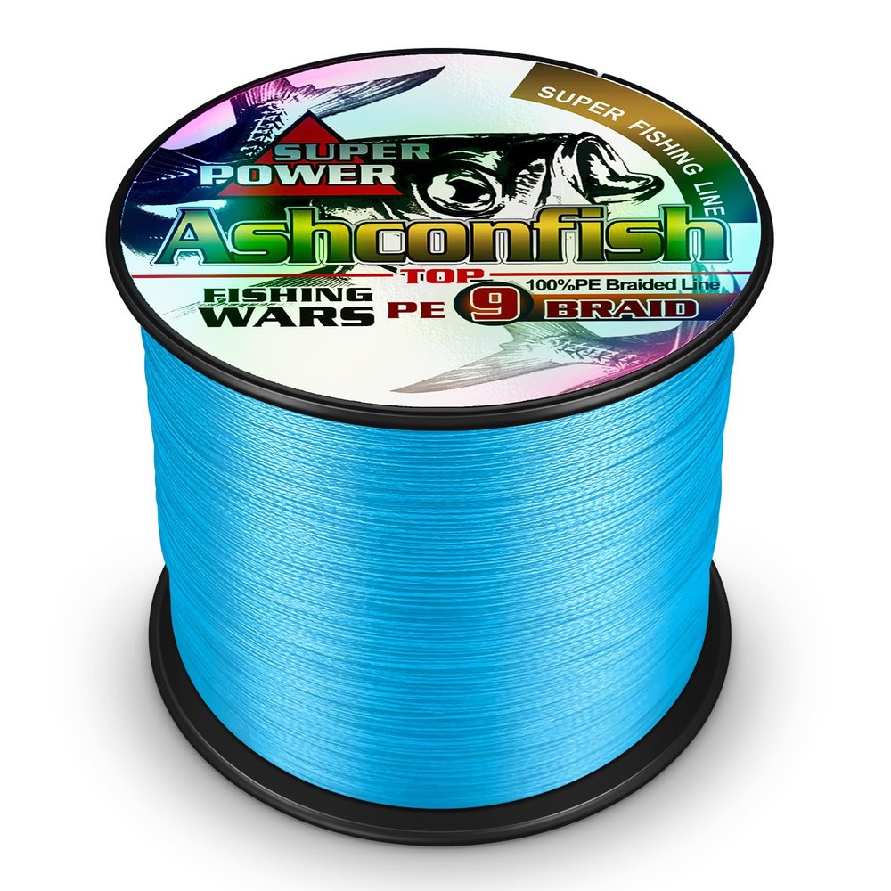 Ashconfish 9 Strands Braided Fishing Line 2000M/2187Yards 60LB PE Fishing Wire Paralell Knitting Ultra Strong Braid Fishing String Blue