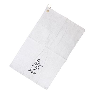 101 BEACH Personalized Cotton Bowling Towel with Embroidered Name with Clip (White - Embroidered Name)