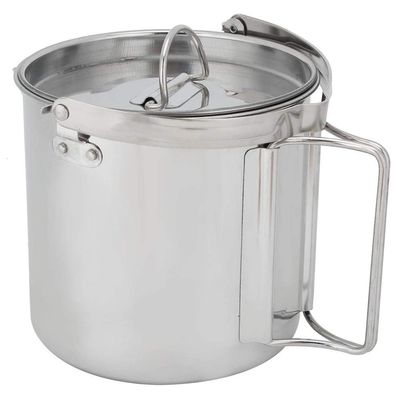 Camping Kettle, Outdoor Portable Hiking Camping Pot with Handles and Lid 1.2L Stainless Steel Camping Coffee Pot Hanging Water Pot Kettle with Storage Bag for Camping Hiking Picnic