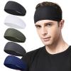 Acozycoo Mens Running Headband,5Pack,Mens Sweatband Sports Headband for Running,Cycling,Basketball,Yoga,Fitness Workout Stretchy Unisex Hairband (Black,White, Green, Dark Gray, Dark Blue) view 1