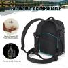 Piscifun Fishing Tackle Backpack with Rod & Gear Holder, Lightweight Outdoor Water-Resistant Fishing Shoulder Storage Bag, Black view 3
