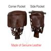 Joy's Billiard Pool Table Pockets, Leather Pool Table Pockets, Billiard Pockets, Made of Real Leather, Diamond Pattern Shield, Walnut Color, Set of 6 view 3