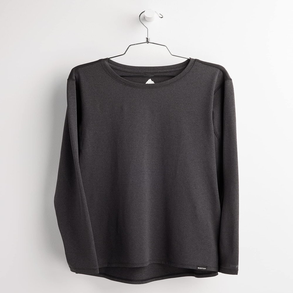 Burton Women's Essential Tech Long Sleeve Crew, True Black Heather, Small