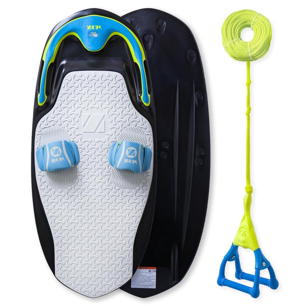 ZUP You Got This 260 Board and Handle Combo with EVA Foam Padding, All-in-One Kneeboard, Wakeboard, Wakeskate, and Wakesurf Board for Kids, Teens, and Adults, Black, 51.7" x 23.8" x 4.6"