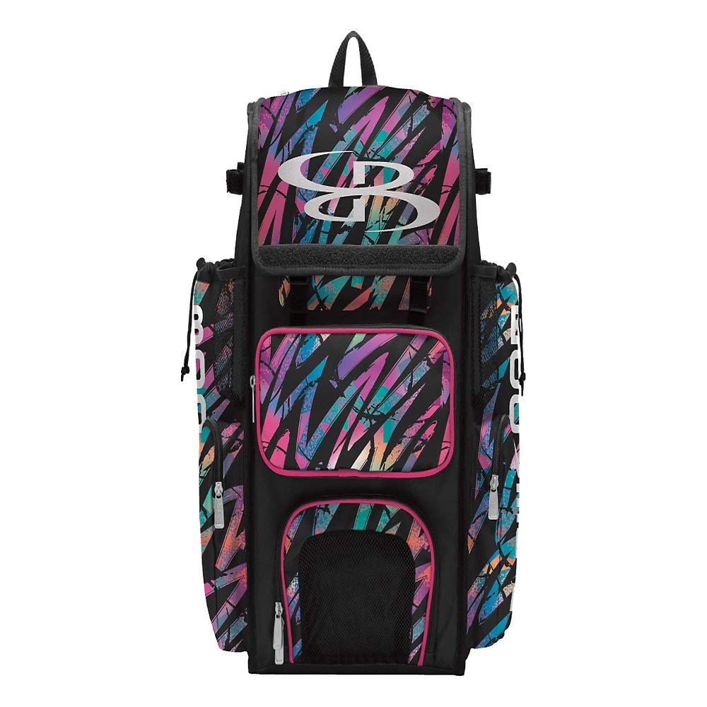 Boombah Superpack Bat Bag - Backpack Version (no wheels) - Holds 4 Bats - Rainbow Scratch Multicolor