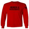 0338. Armed and Dangerous American Patriotic Military Style Men's Long Sleeve t Shirt (Red, Small) view 1