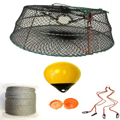 KUFA Sports Tower Style Prawn Trap with 400' Rope, Yellow Float, Vented Bait Jar & Harness Combo (CT77+PAL305+HA2)