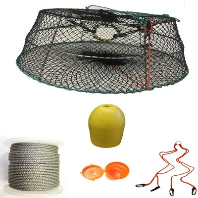 KUFA Sports Tower Style Prawn Trap with 400' Rope, Yellow Float, Vented Bait Jar & Harness Combo (CT77+PAL15+HA2)