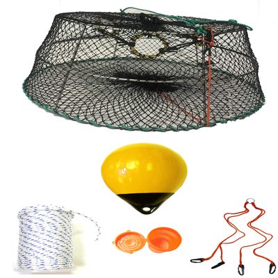 KUFA Sports Tower Style Prawn Trap with 400' Rope, Yellow Float, Vented Bait Jar & Harness Combo (CT77+PAM385+HA2)