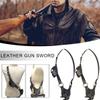 AISHFP Medieval Sword Belt, Adjustable Waist Sheath Scabbard Frog Holder with PU Leather Buckle Strap Holster, Rapier Knight Sword Belt Frog Dagger Pirate Sword Bag for Man Woman,Black view 4