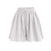 Andongnywell Women's Summer High Elastic Waist Drawstring Wide Leg Chiffon Culottes Shorts Hot Pants (White,Large)