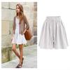 Andongnywell Women's Summer High Elastic Waist Drawstring Wide Leg Chiffon Culottes Shorts Hot Pants (White,Large) view 2