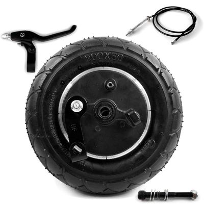 8 Inch Wheel With Drum Brake 8" Pneumatic Wheel With Expansion Brake Scooter Brake Aluminium Wheel 200x50 Wheel Brake (wheel 120 lever axle)
