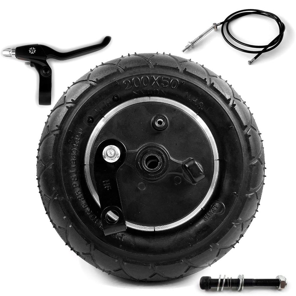 8 Inch Wheel With Drum Brake 8" Pneumatic Wheel With Expansion Brake Scooter Brake Aluminium Wheel 200x50 Wheel Brake (wheel 180 lever axle)