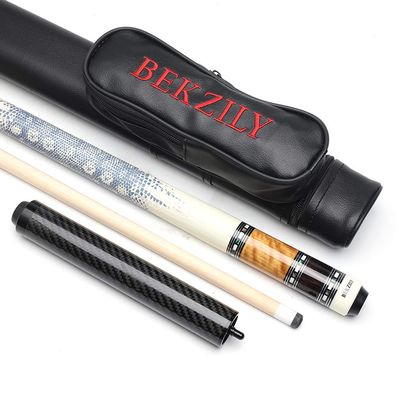 BEKZILY 2-Piece Pool Cue Stick + Pool Cue Case with Carbon Extension (Yellow, 12.75mm)