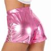 Andongnywell Women's Shiny Metallic Booty Shorts Hot Pants Dance Bottoms Patent Leather Short Trousers (Golden,Medium) view 2