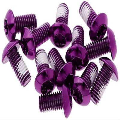 N/W Bicycle Brake Disc Screws with Anti-slip Gel M5 x 10mm Steel Rotor Disc Bolts Nuts T25 for Mountain MTB Cycling Supplies Accessories 12pcs (Purple)