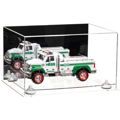 Better Display Cases Acrylic Versatile Display Case - Large Rectangle Box with Mirror Case, Clear Base and White Risers 15.25" x 12" x 9" (A082, V13)