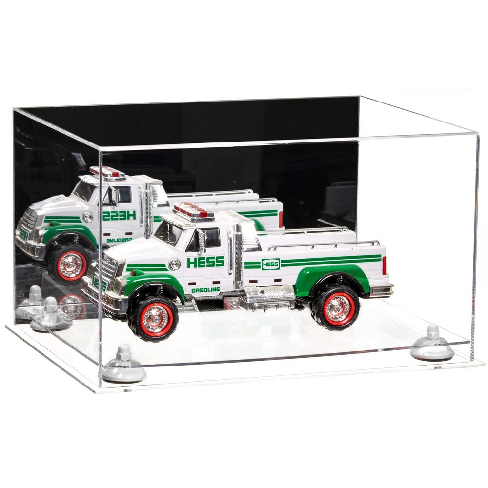 Better Display Cases Acrylic Versatile Display Case - Large Rectangle Box with Mirror Case, Clear Base and White Risers 15.25" x 12" x 9" (A082, V13)