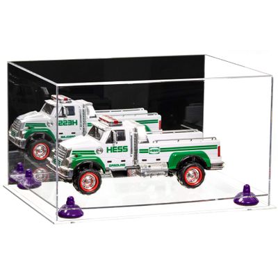 Better Display Cases Acrylic Versatile Display Case - Large Rectangle Box with Mirror Case, Clear Base and Purple Risers 15.25" x 12" x 9" (A082, V13)