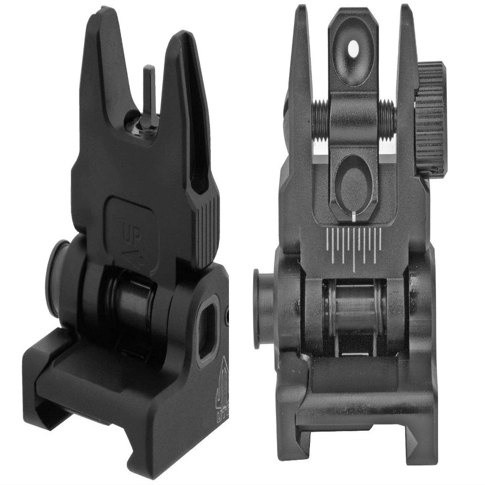 NineFit Basics UTG-ACCU-SYNC Bundle with Spring-Loaded Flip-up Front and Rear Sight Set,Black,MNT-757 MNT-957