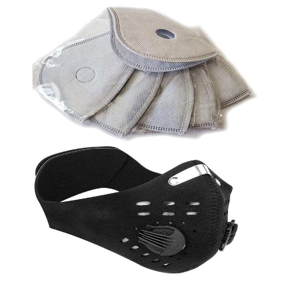 Generic iFightCV Neoprene Sport Mask for Soccer with Dual Air Valve and Replaceable Filter (Black + 5 CH95 Filters)