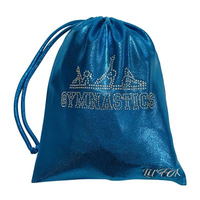 LIL'FOX 8"x10" Drawstring Gymnastics SMALL GRIP BAG 26x20cm | Lightweight Bag for Personal Equipment | Shiny Foil Rhinestones
