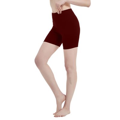 Womens Mid Rise Cotton Spandex Biker Shorts  7" Inseam, Stretch Workout & Yoga Shorts, Plus Sizes S5XL, Made in USA Burgundy