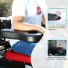 10L0L Golf Cart Rear Seat Armrest for Yamaha Club Car EZGO, Premium Leather Arm Rest with Cup Holder, No Drilling Required, Fits 1" Square Tube Only-Black view 3