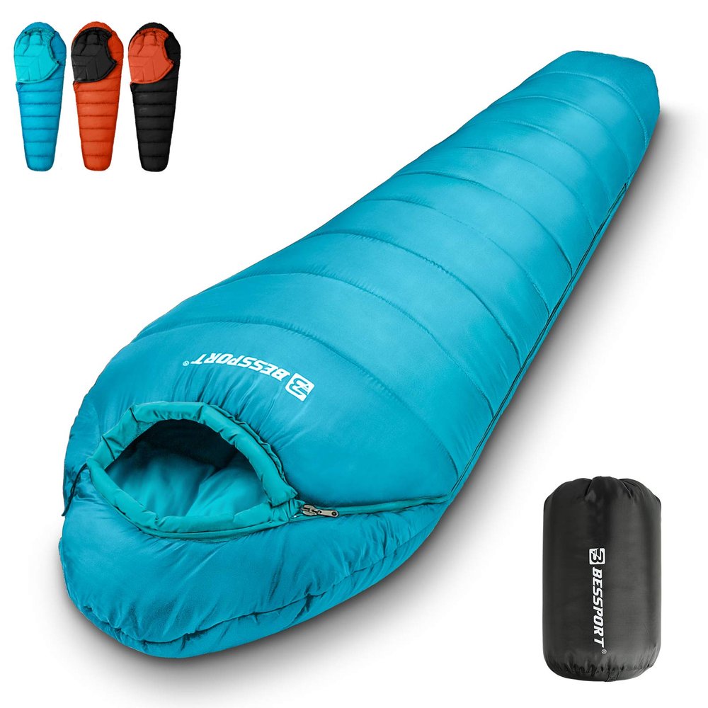Bessport Mummy Sleeping Bag | 15-45 Extreme 3-4 Season Sleeping Bag for Adults Cold Weather Warm and Washable, for Hiking Traveling & Outdoor Activities