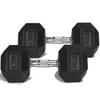 Pair of True Fitness Rubber Hex Dumbbells (85) view 1