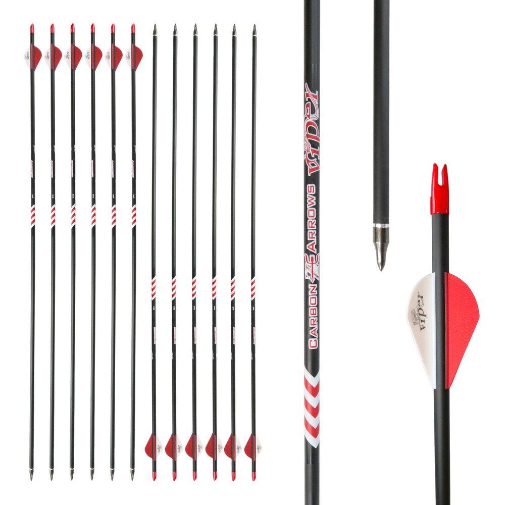 12PCS Archery Hunting 30" Carbon Arrow 400 Spine with 2.5 Vanes Removable Field Tips for Compound Bow & Recurve Bow