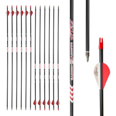 12PCS Archery Hunting 31" Carbon Arrow 400 Spine with 2.5 Vanes Removable Field Tips for Compound Bow & Recurve Bow