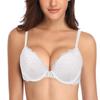 Deyllo Women's Push Up Lace Bra Comfort Padded Underwire Bra Lift Up Add One Cup(White,32DDD) view 1