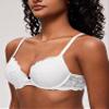 Deyllo Women's Push Up Lace Bra Comfort Padded Underwire Bra Lift Up Add One Cup(White,32DDD) view 2
