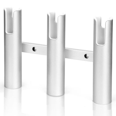 3 Tube Aluminium Fishing Rod Holders, 3 Link Wall-Mounted Pod Rack, Be Suitable for Marine Boat Yacht Camper RV