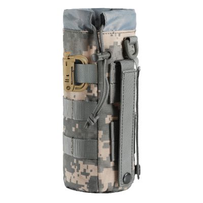 FRTKK Tactical MOLLE Water Bottle Pouch with Drawstring Open Top & Mesh Bottom, Military Water Bottle Holder Bag Sports Travel Hydration Carrier (ACU-1 Pack)