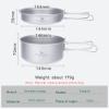 usharedo Portable Mug Titanium Pot Pan Set with Folding Handles Camping Hiking Outdoor Cup Tableware ti2042c view 2