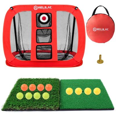 RELILAC Pop-Up Golf Chipping Net Set - Indoor/Outdoor Golfing Target Accessories Kit for Backyard Accuracy and Swing Practice - Gifts for Men, Dad, Husband, Women, Kid, Golfers