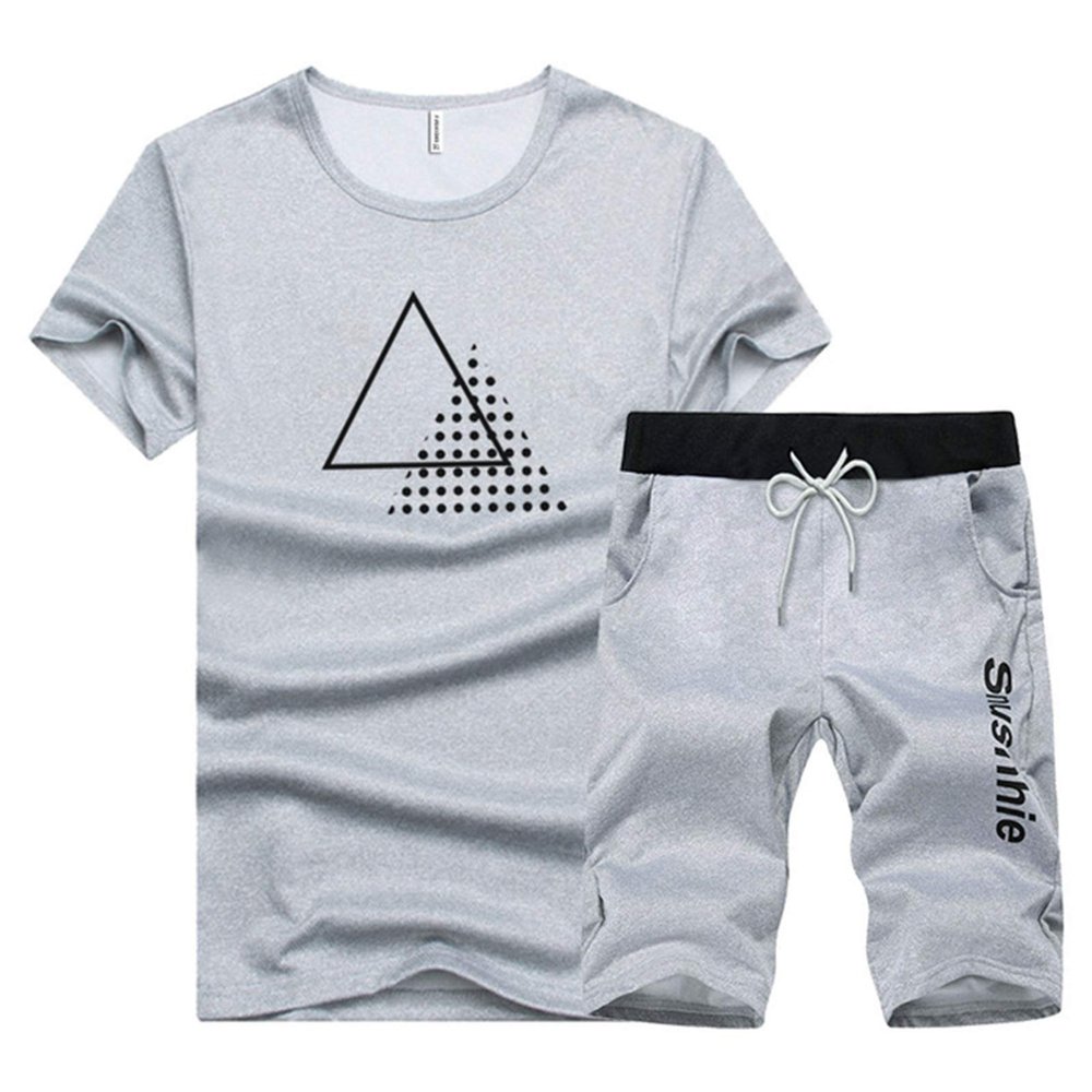 Men's Casual 2 Piece Outfits Camouflage Short Sleeve Crewneck Shirt& Shorts Jumpsuit Set