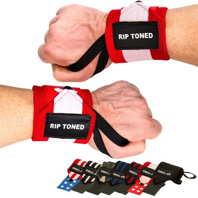Rip Toned Wrist Wraps for Weightlifting USPA & USAPL Approved 18" Wrist Straps for Powerlifting Adjustable, Durable Gym Wraps with Thumb Loop Quality Support for Men & Women Canada Flag Flex