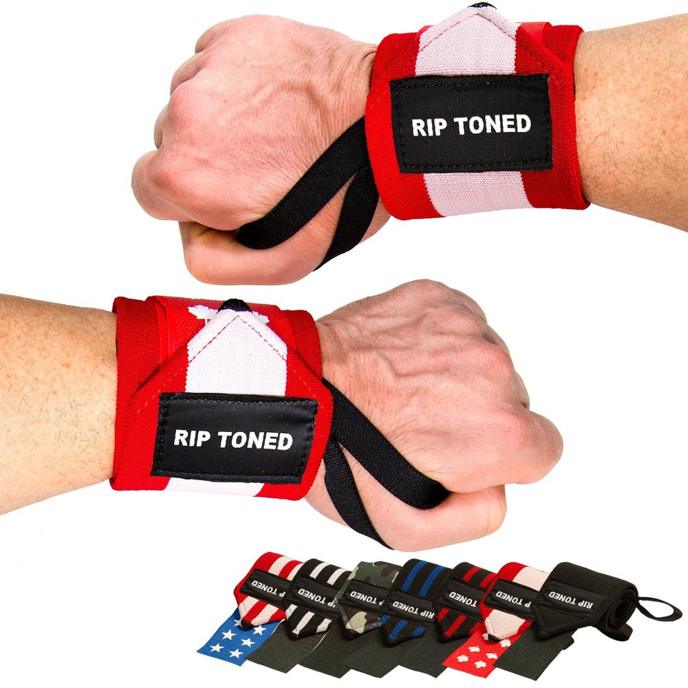 Rip Toned Wrist Wraps for Weightlifting USPA & USAPL Approved 18" Wrist Straps for Powerlifting Adjustable, Durable Gym Wraps with Thumb Loop Quality Support for Men & Women Canada Flag Flex