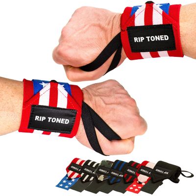 Rip Toned Wrist Wraps for Weightlifting  USPA & USAPL Approved 18" Wrist Straps for Powerlifting  Adjustable, Durable Gym Wraps with Thumb Loop  Quality Support for Men & Women  USA Flag Flex