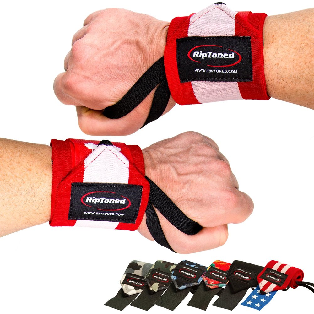 Rip Toned Wrist Wraps for Weightlifting  USPA & USAPL Approved 18" Wrist Straps for Powerlifting  Adjustable, Durable Gym Wraps with Thumb Loop  Maximum Support for Men & Women  Canada Flag Stiff