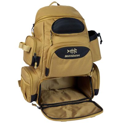 BASSDASH Fishing Tackle Backpack Water Resistant Tactical Bag Soft Tackle Box with Rod Holder and Protective Rain Cover
