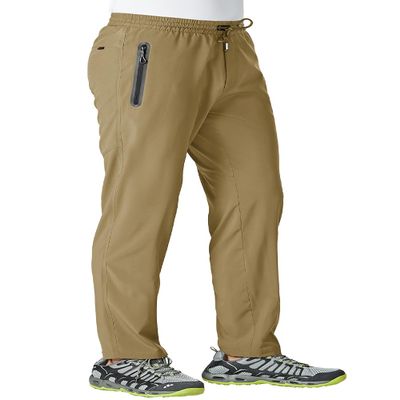 BGOWATU Men's Sweatpants with Zip Pockets Lightweight Quick Dry Athletic Workout Joggers Elastic Waist Hiking Travel Pants A2 Khaki S